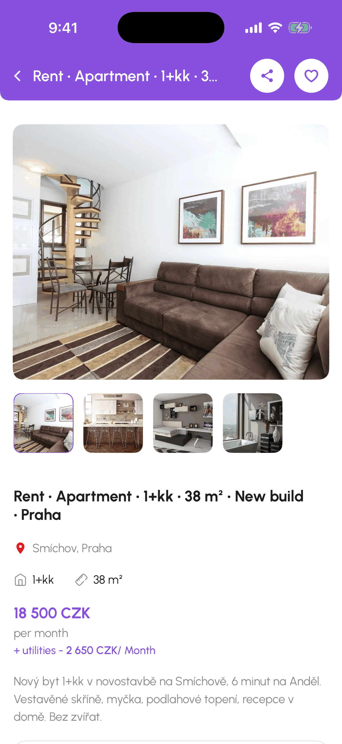 Property page with the collapsible sections