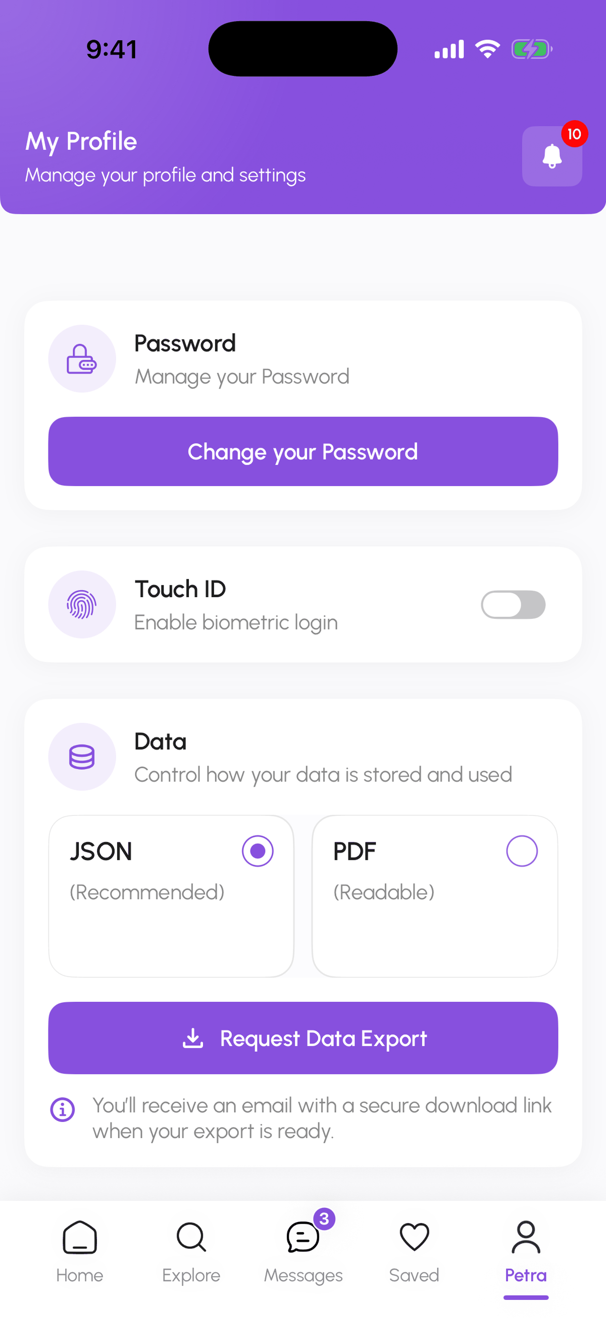 Data & Security tab