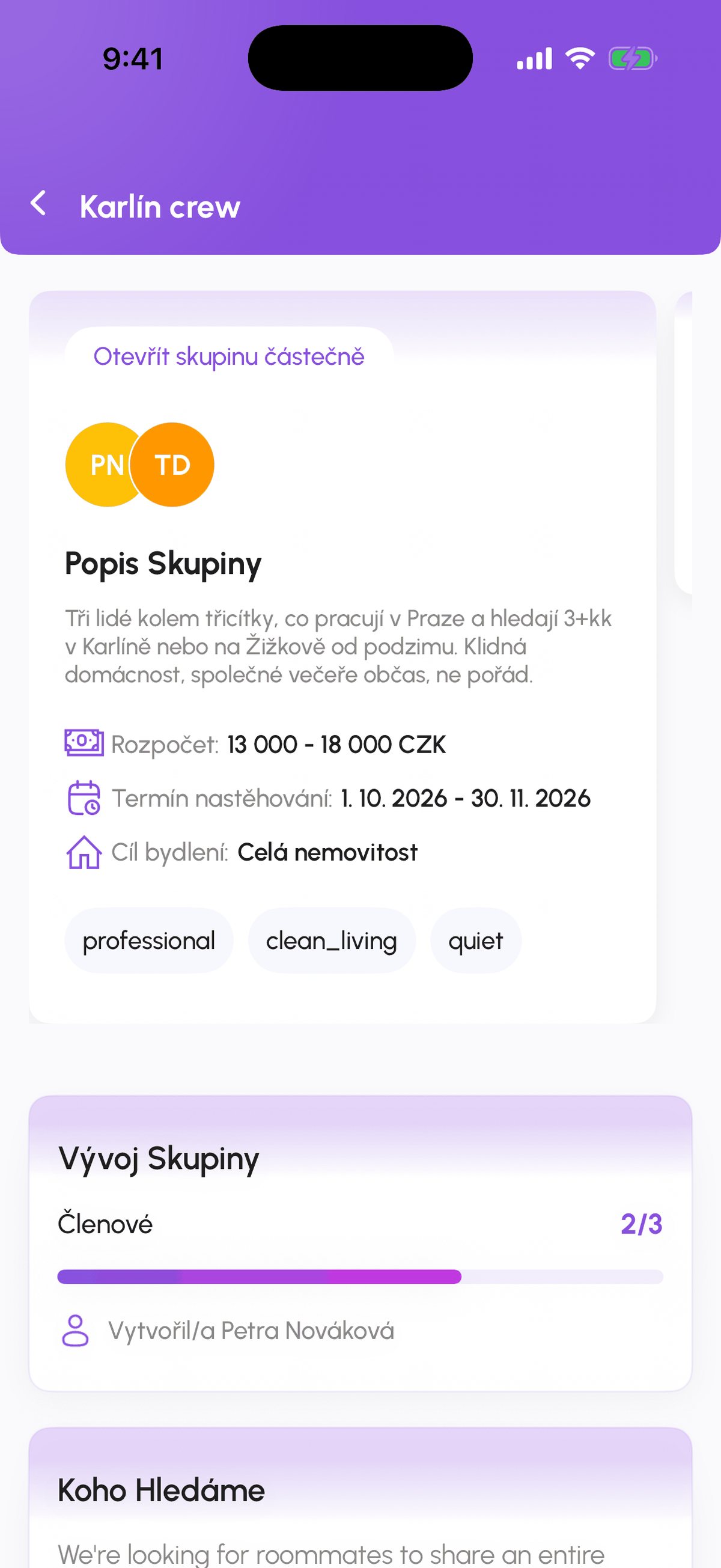 Procházet vše s tlačítky Připojit se a Požádat o připojení