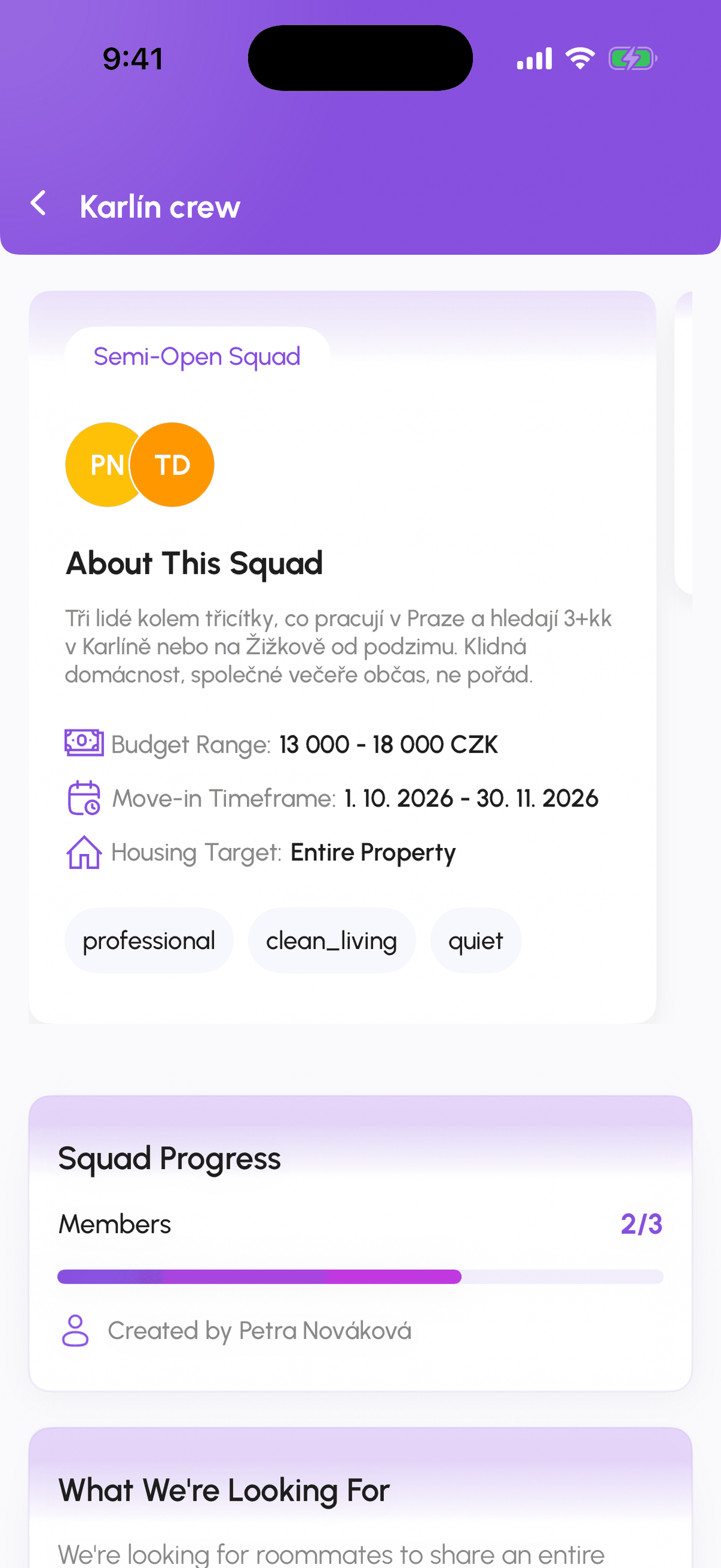 Browse All squads with Join and Request to Join buttons