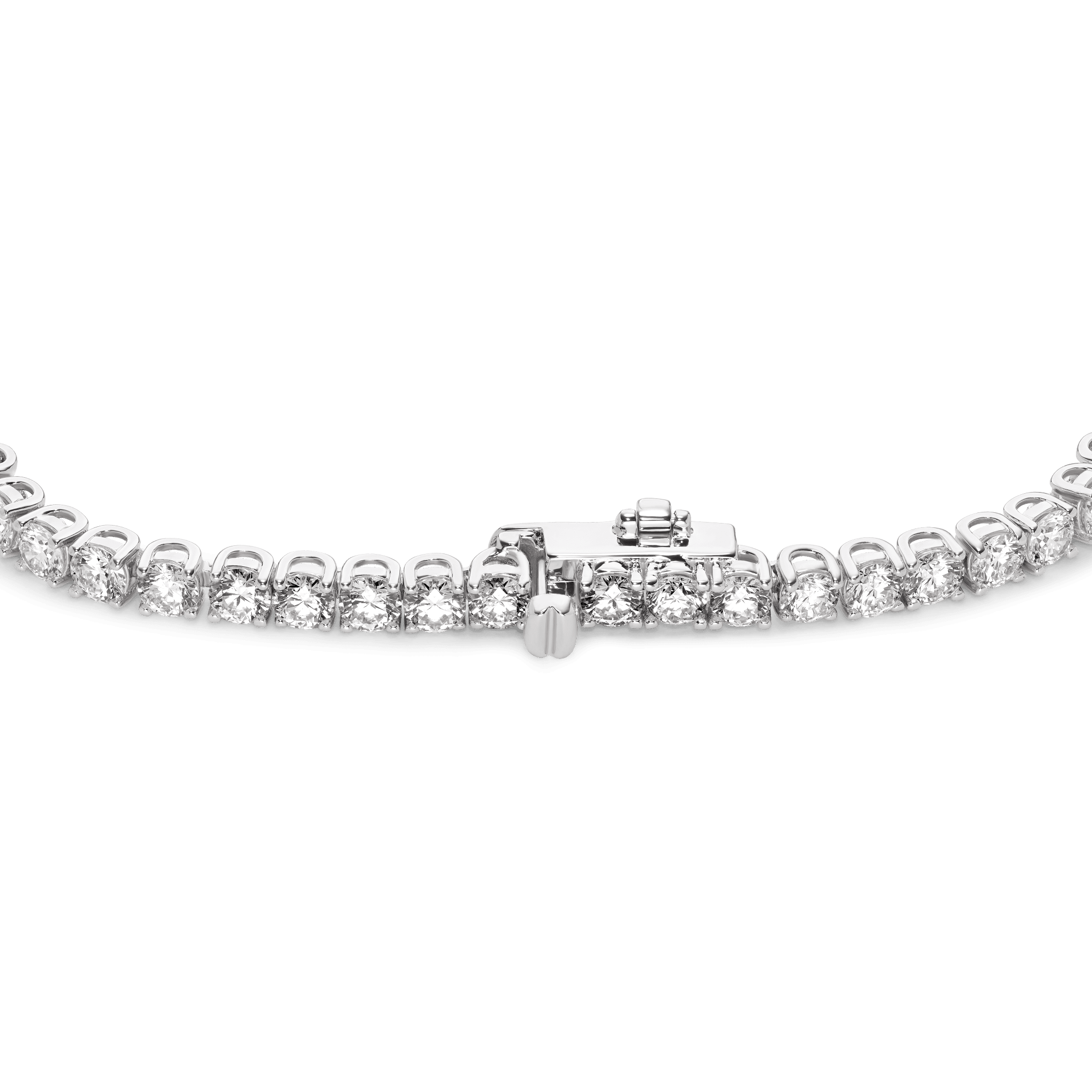 Closed clasp image of 6.75 carat total weight white gold tennis bracelet