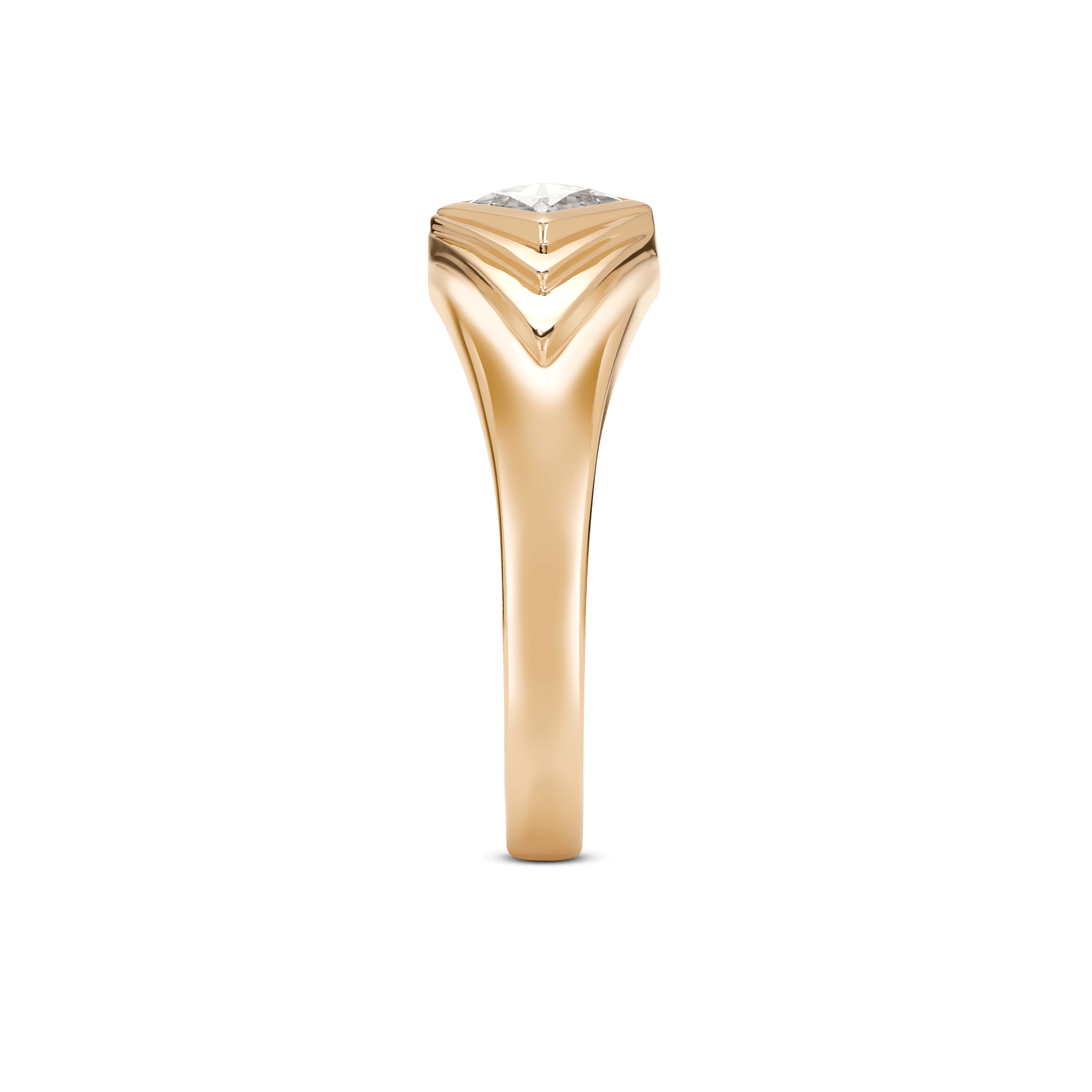 Side view of the yellow gold recollection ring