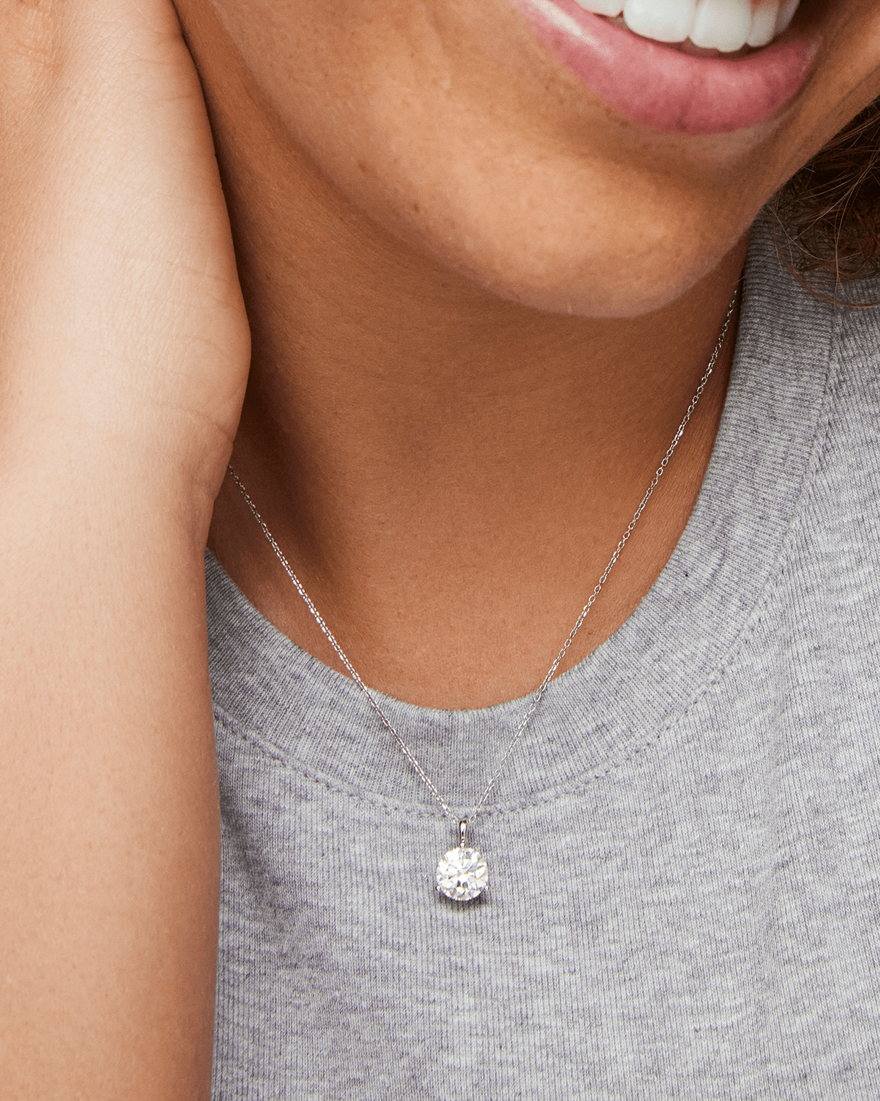The Round Brilliant Solitaire Bale Pendant Necklaces Lightbox Jewelry