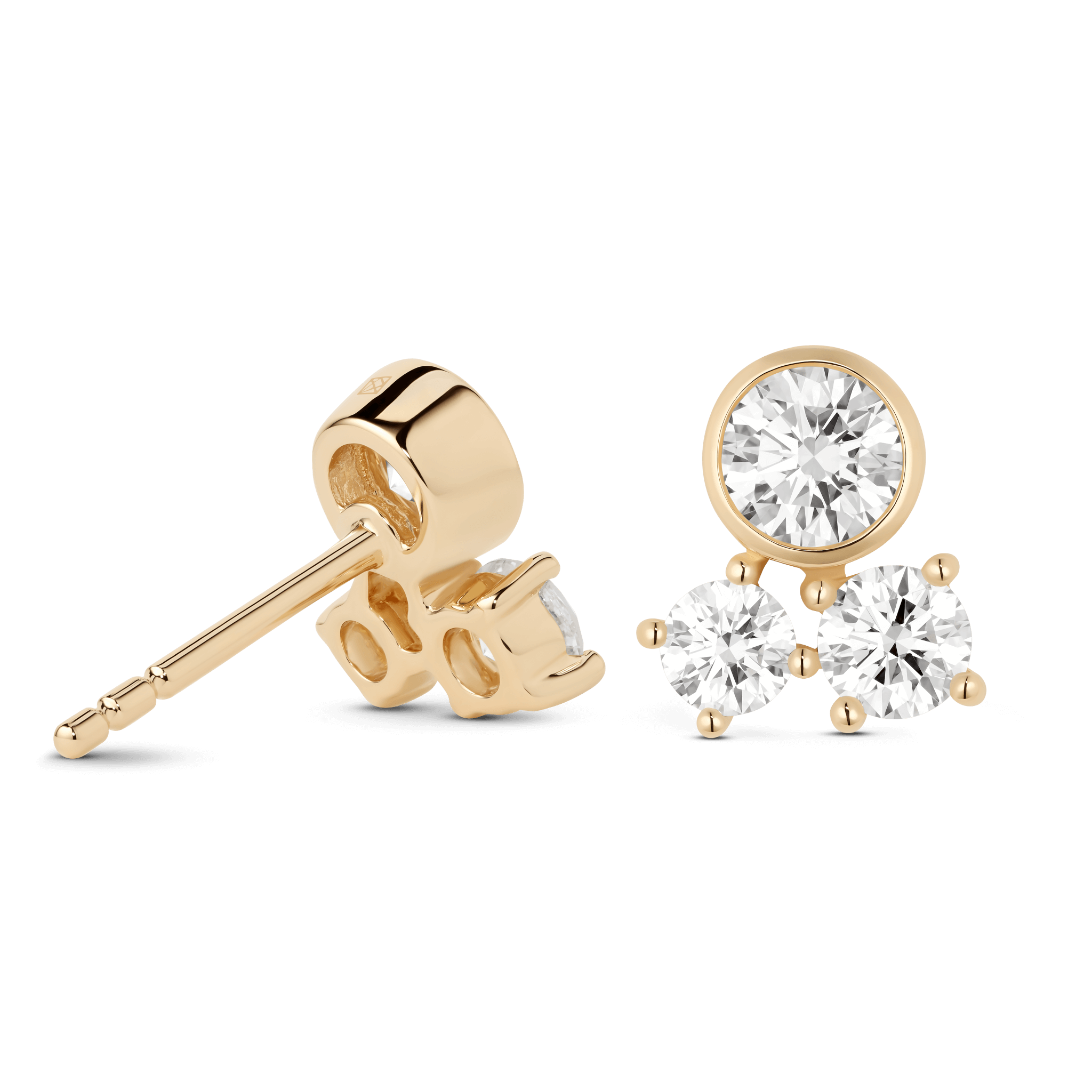 Back view of the yellow gold Waverly studs