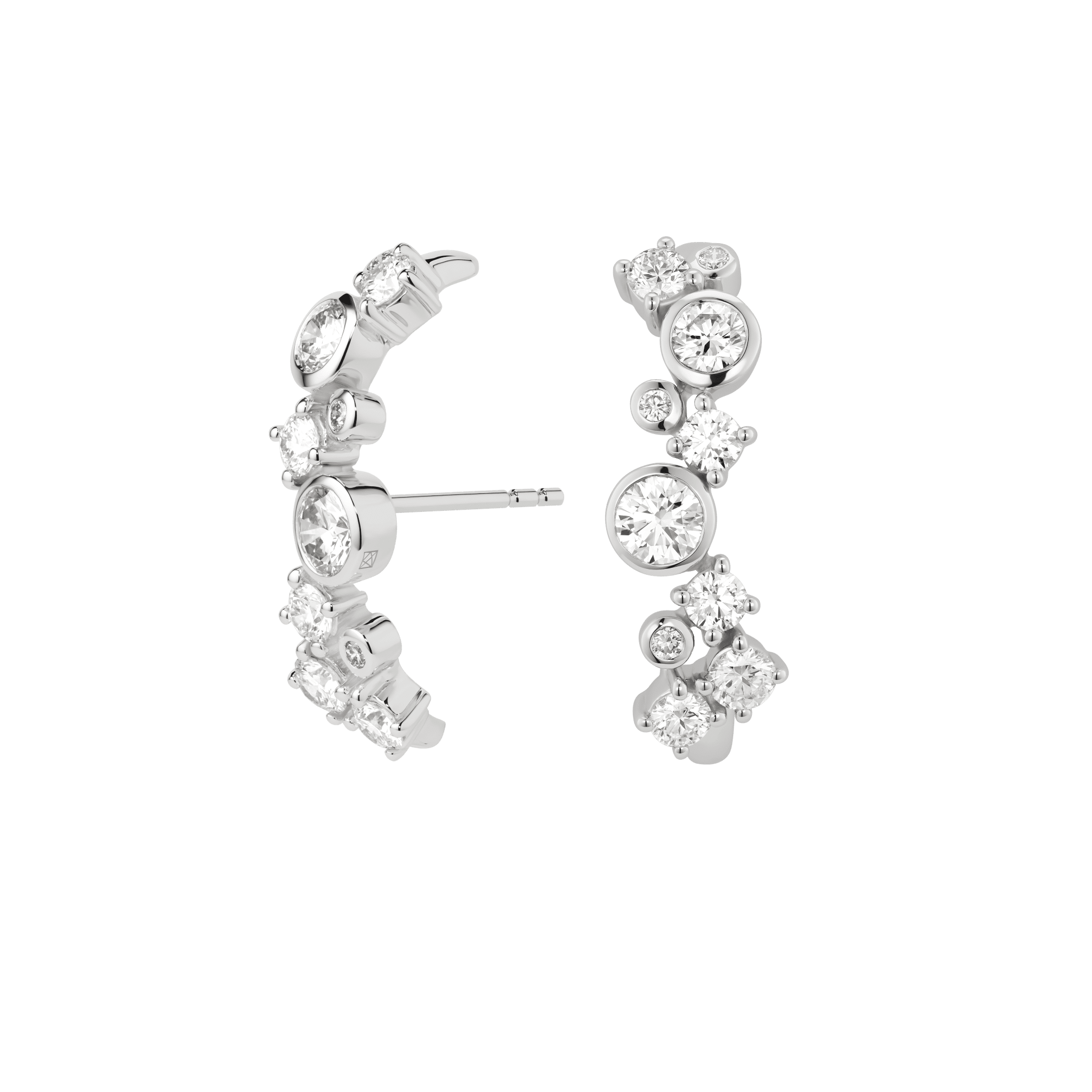 Side view of the white gold downtown hoops