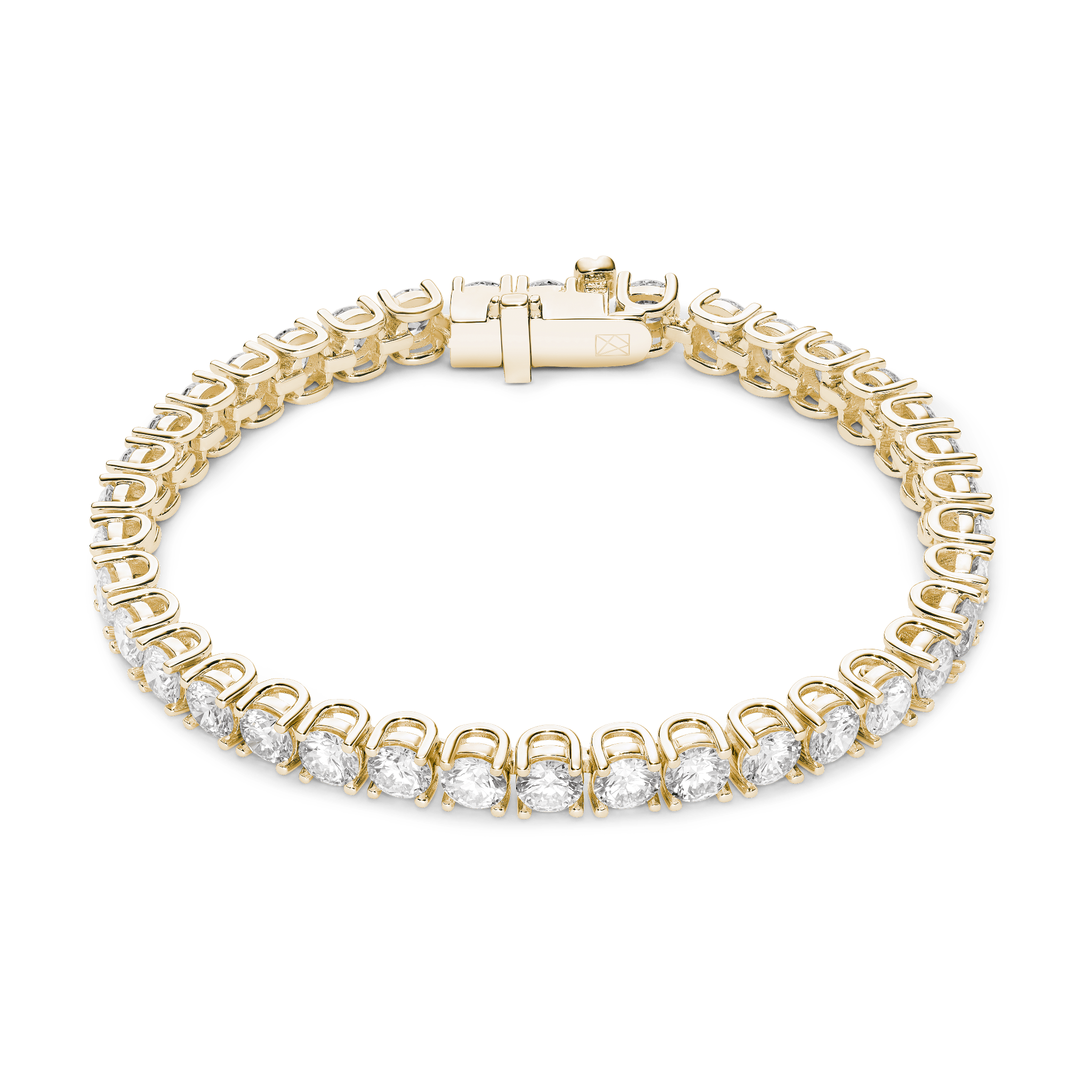 Overview image of lab-grown 9.25 carat total weight yellow gold tennis bracelet