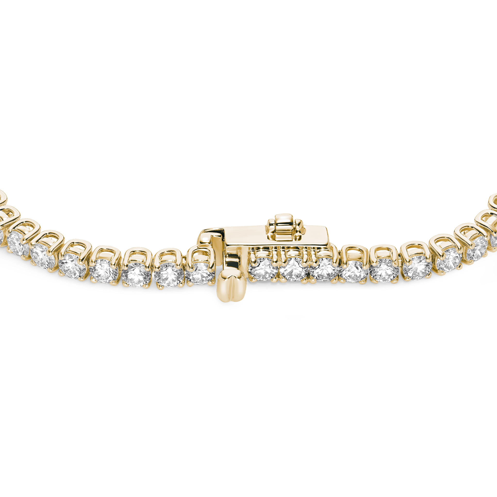 Closed clasp image of 5.25 carat total weight yellow gold tennis bracelet
