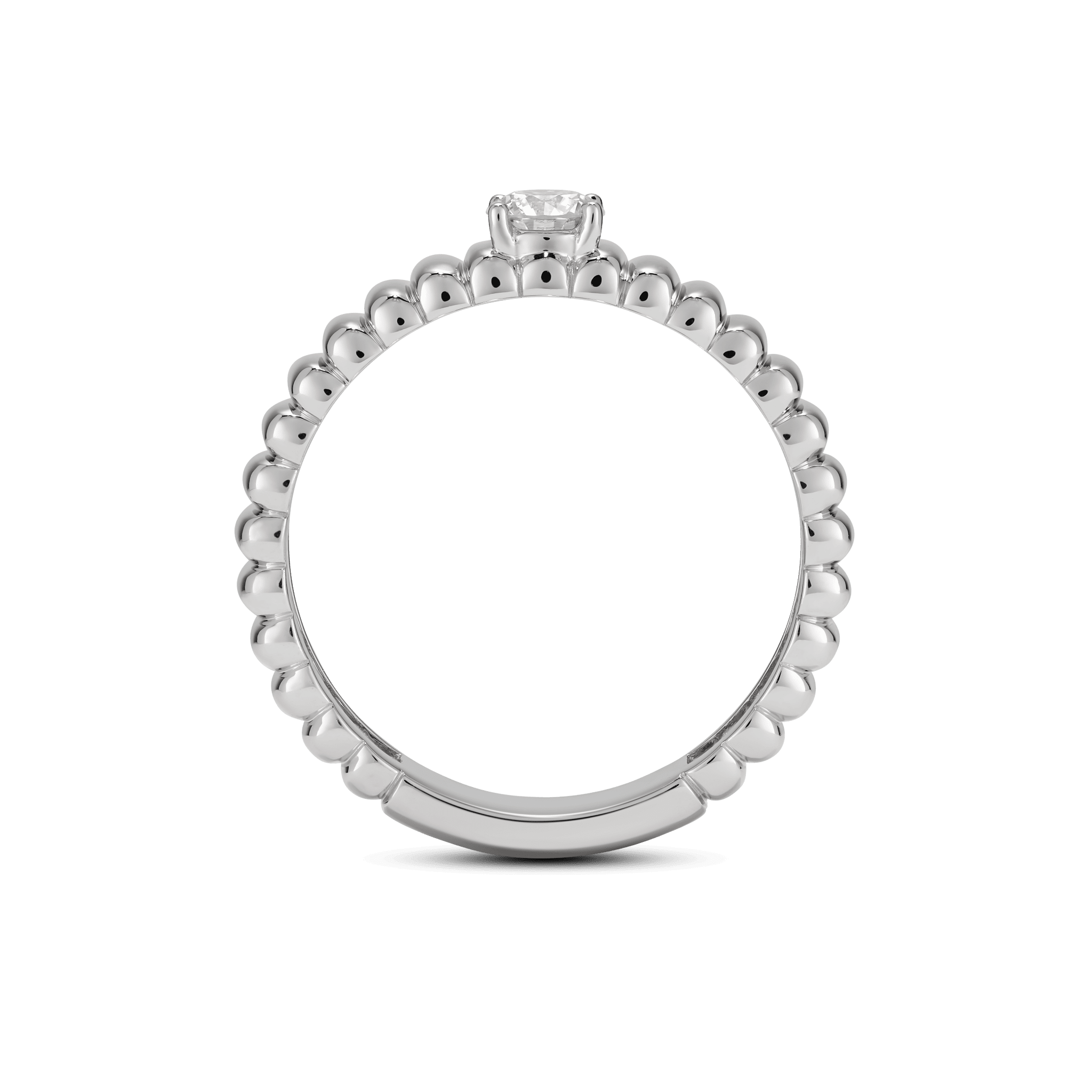 Profile view of the poet ring in white gold