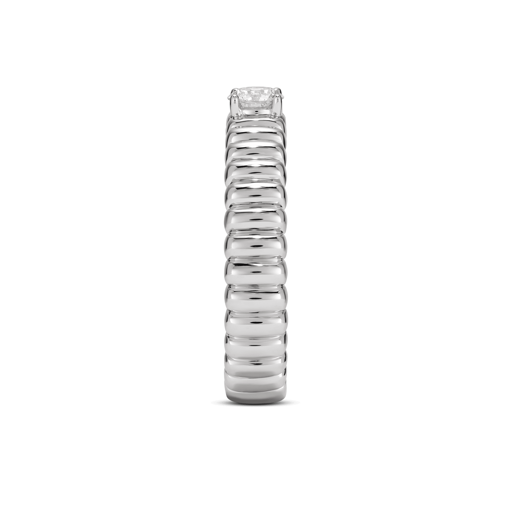 Side view of the poet ring in white gold