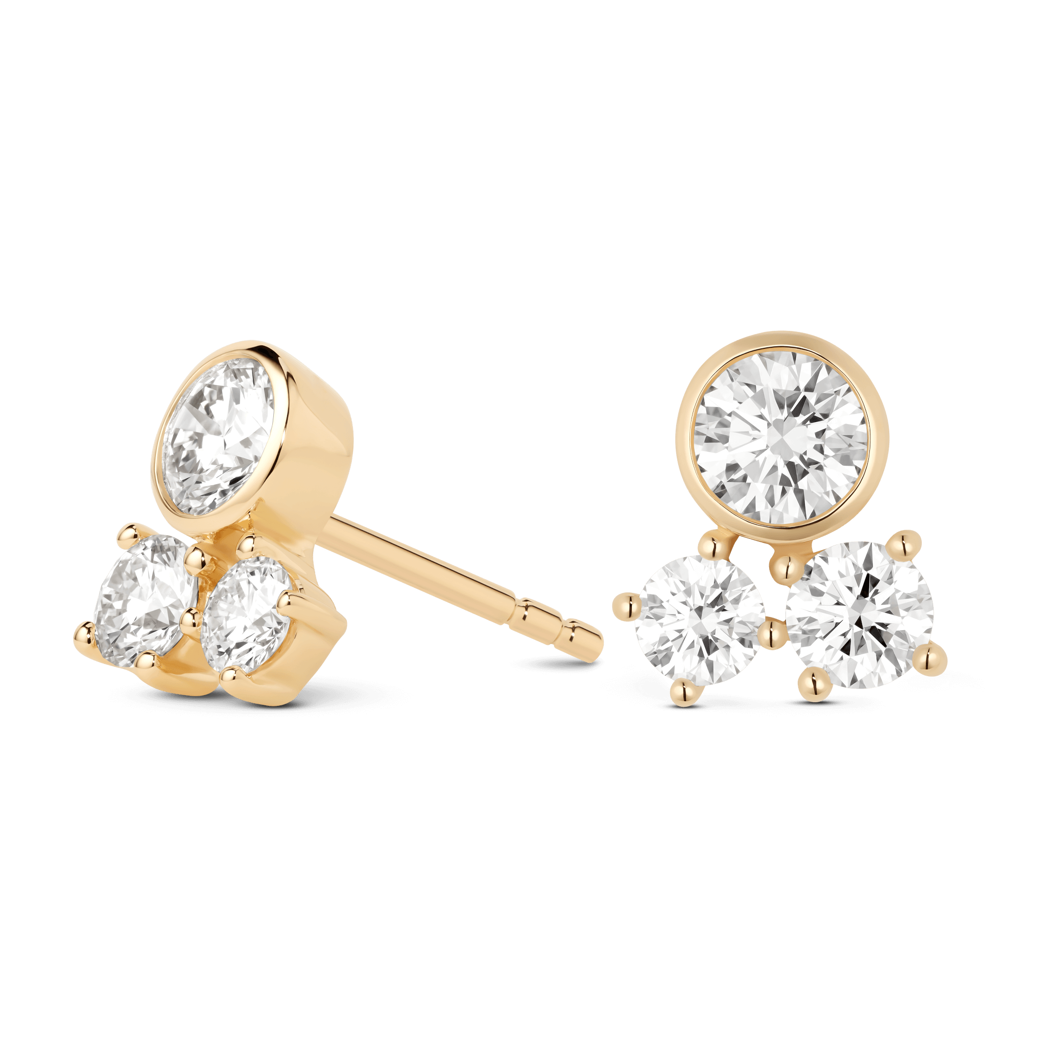 Side view of the yellow gold Waverly studs