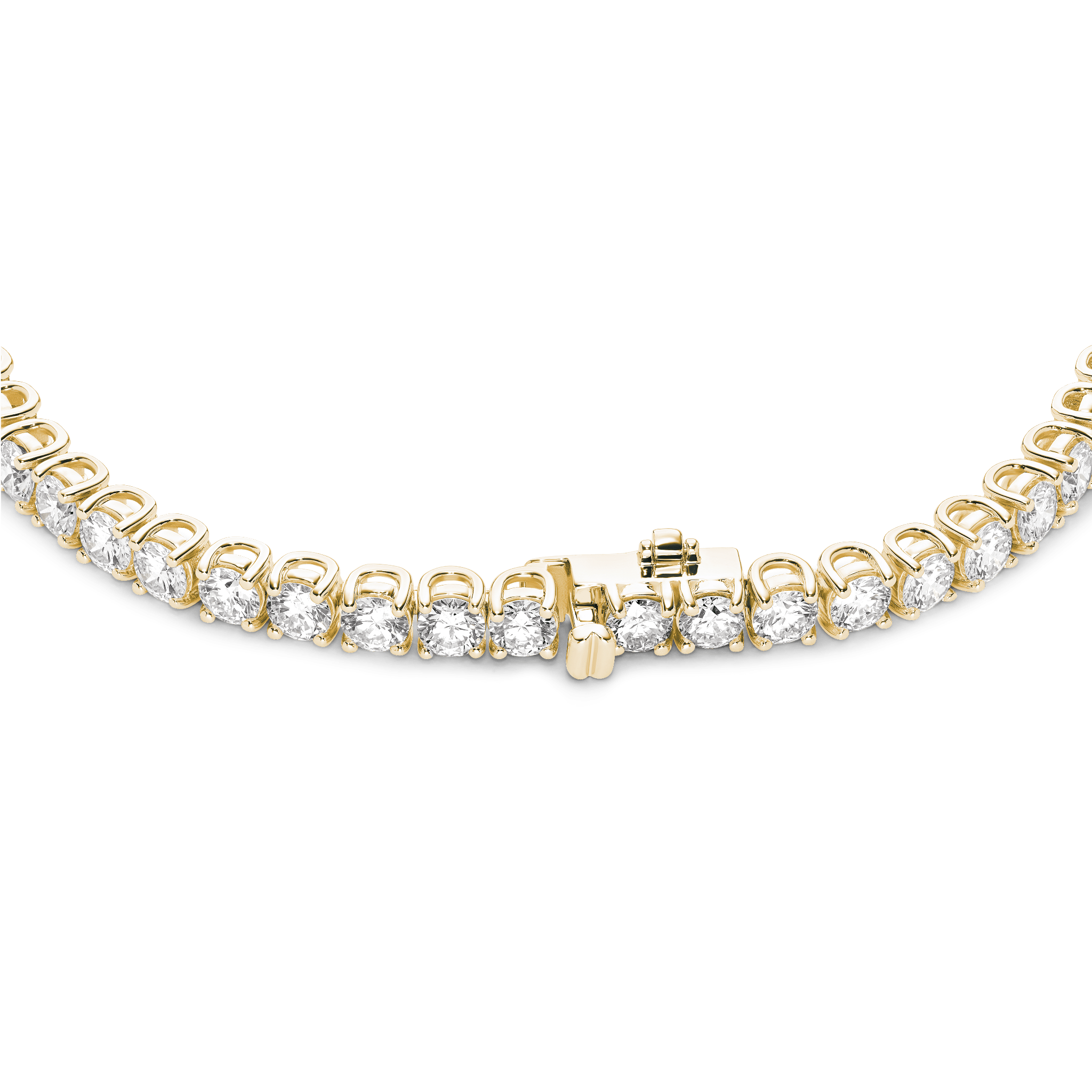 Close clasp image of 9.25 carat total weight yellow gold tennis bracelet