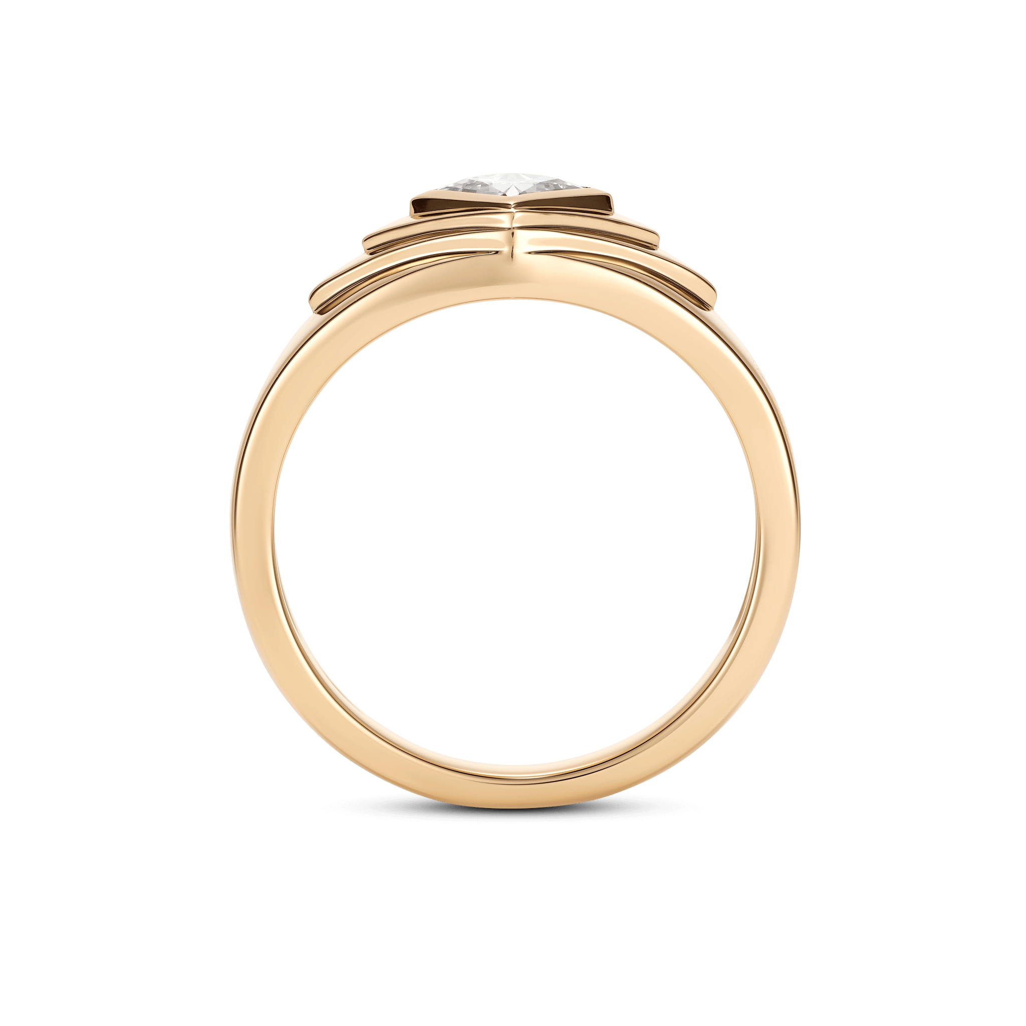 Profile view of the yellow gold recollection ring
