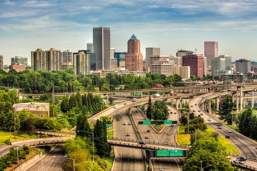 Image of Portland-Vancouver-Hillsboro, OR-WA's towering skyscrapers housing millions of transient and permanent residences requiring air conditionig units. 