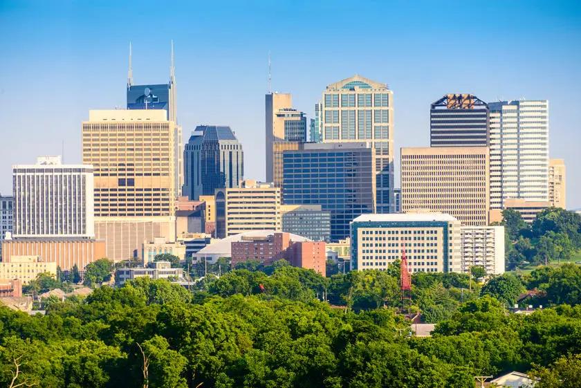 Most and Least Densely Populated Cities in America - Skyline of Nashville.