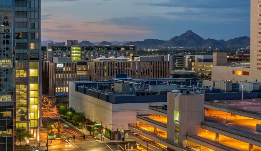 U.S. Cities with Worst and Best Air Quality - Infographics of a the city's growth in a desert environment, where air quality is impacted by both urban development and climatic factors.