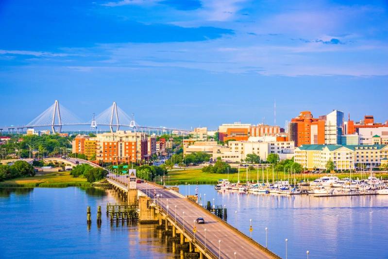 US Cities Homeownership Rates - Image of the Charleston, South Carolina river bridge.
