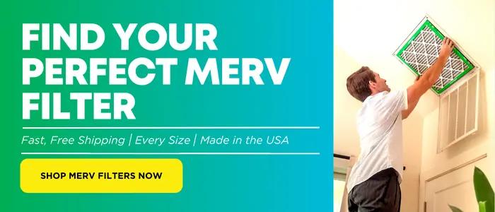 A view of a man installing a MERV filter – fast, free shipping, made in USA.