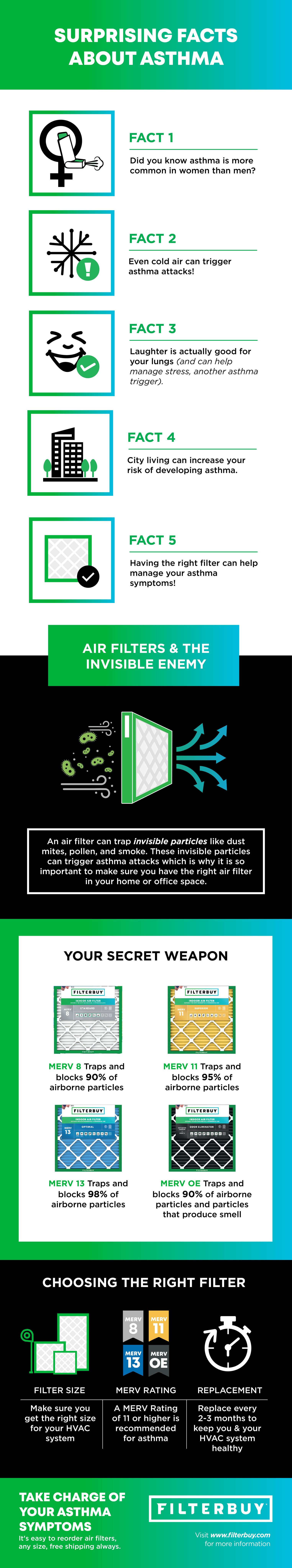 Infographie sur les faits de l’asthme et les avantages des filtres à air