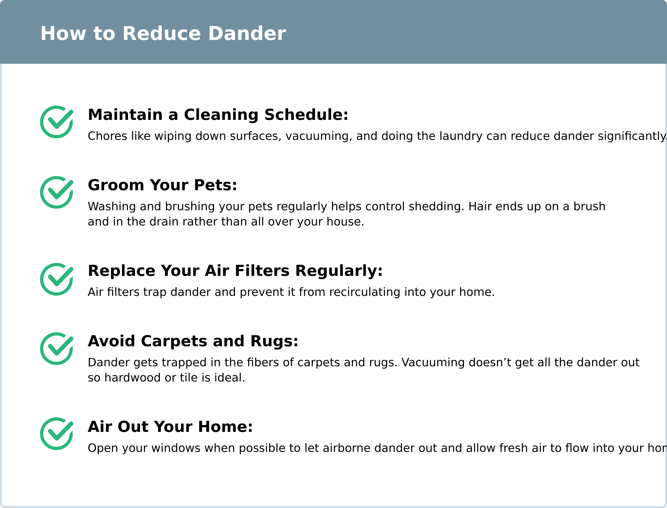Image of step by step on how to reduce dander