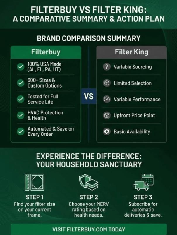 Infographic of what is the difference between Filterbuy and Filter King HVAC and Furnace Filters.