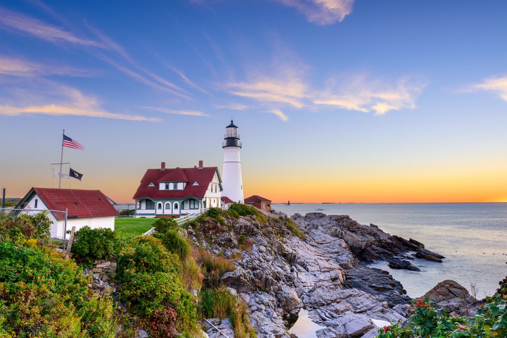 Portland Head Light in Maine, illustrating coastal areas where some Korean War veterans might be living.