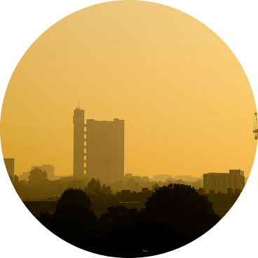 Smoke haze over a city