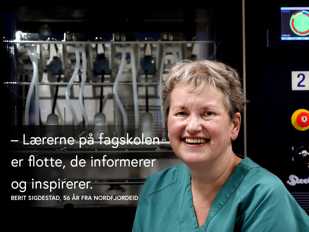 Berit Sigdestad, 56 år fra Nordfjordeid Fagskolestudent på studiet Sterilforsyning