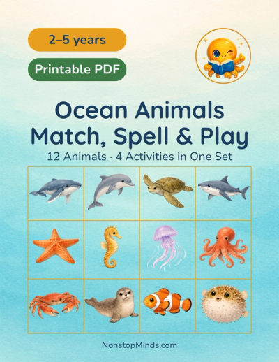 Ocean Animals: Match, Spell & Play