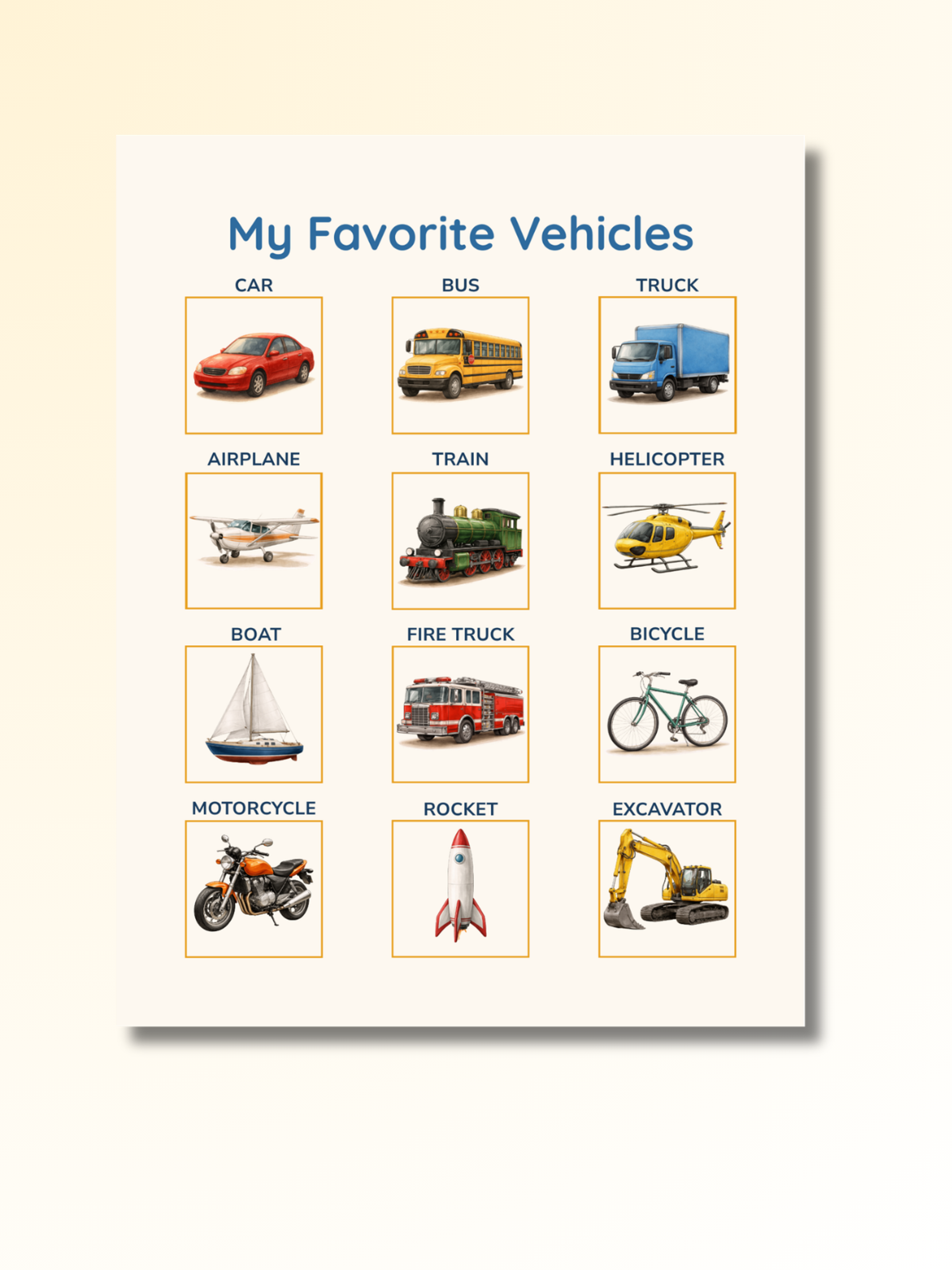 Vehicles: First Words Flashcards — preview image 2