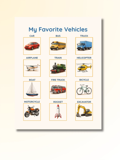 Vehicles: First Words Flashcards — preview image 2
