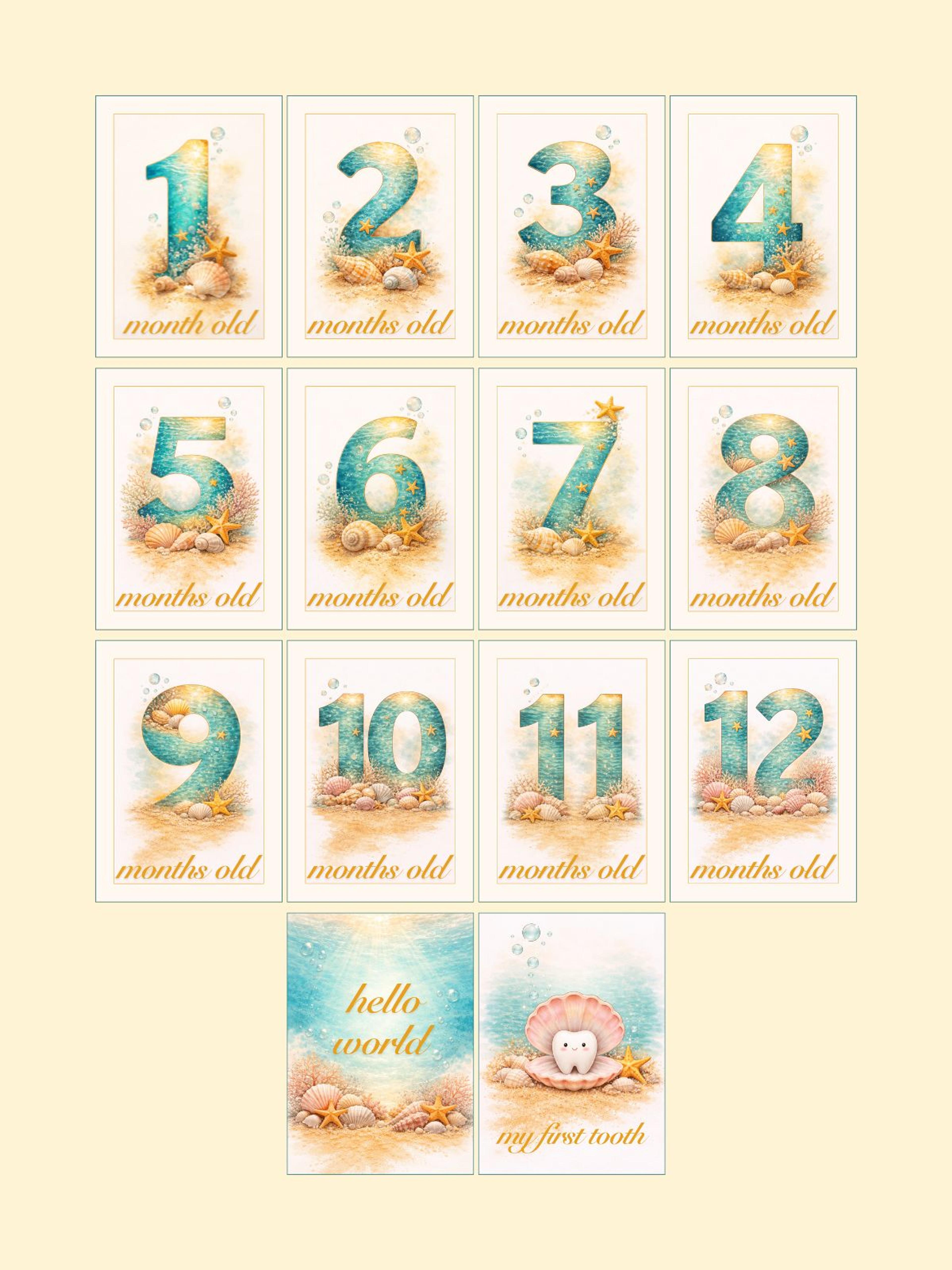 Ocean Vibes Monthly Milestone Cards — preview image 2