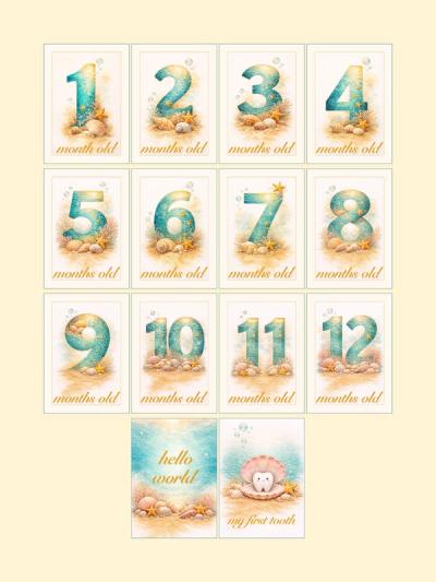 Ocean Vibes Monthly Milestone Cards — preview image 2