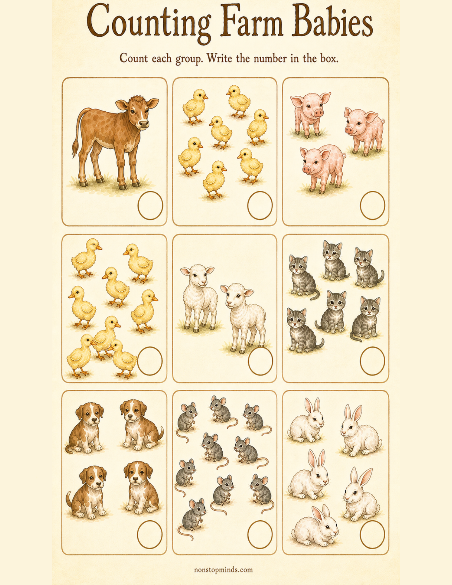 Counting Farm Babies 1-9