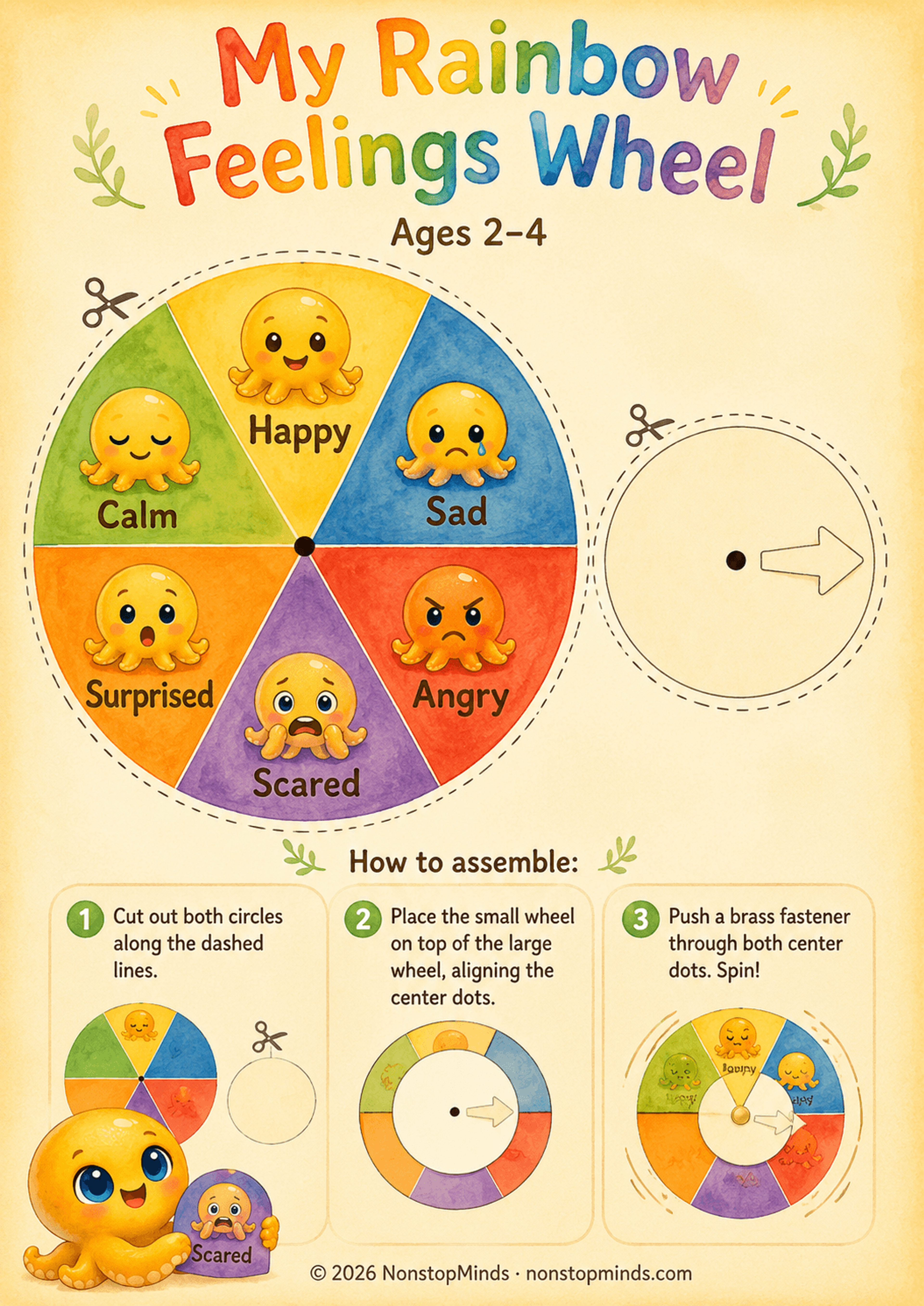 My Rainbow Feelings Wheel Printable