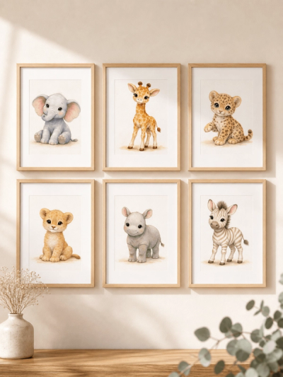 Safari Baby Animals Wall Art