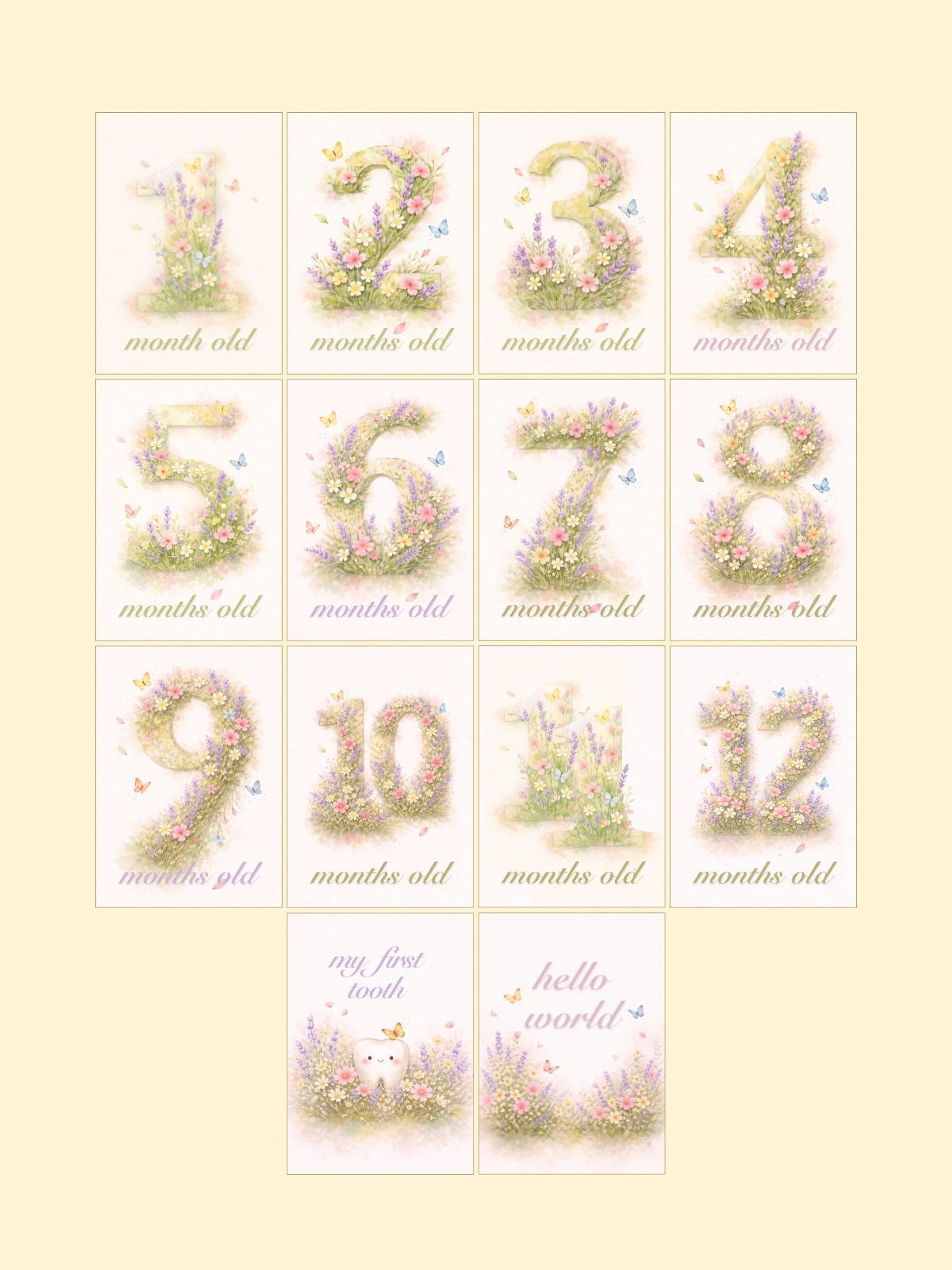 Wildflowers Monthly Milestone Cards — preview image 3