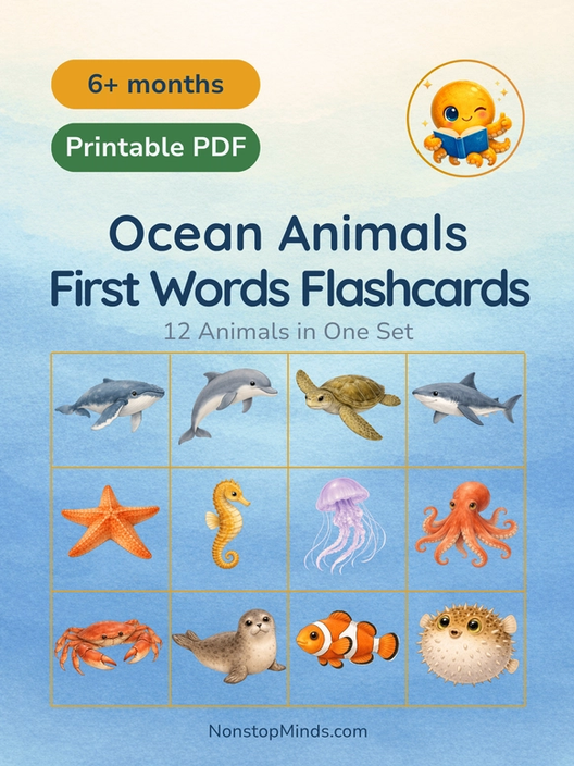 Ocean Animals: First Words Flashcards