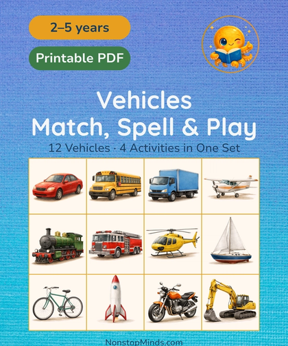 Vehicles: Match, Spell & Play