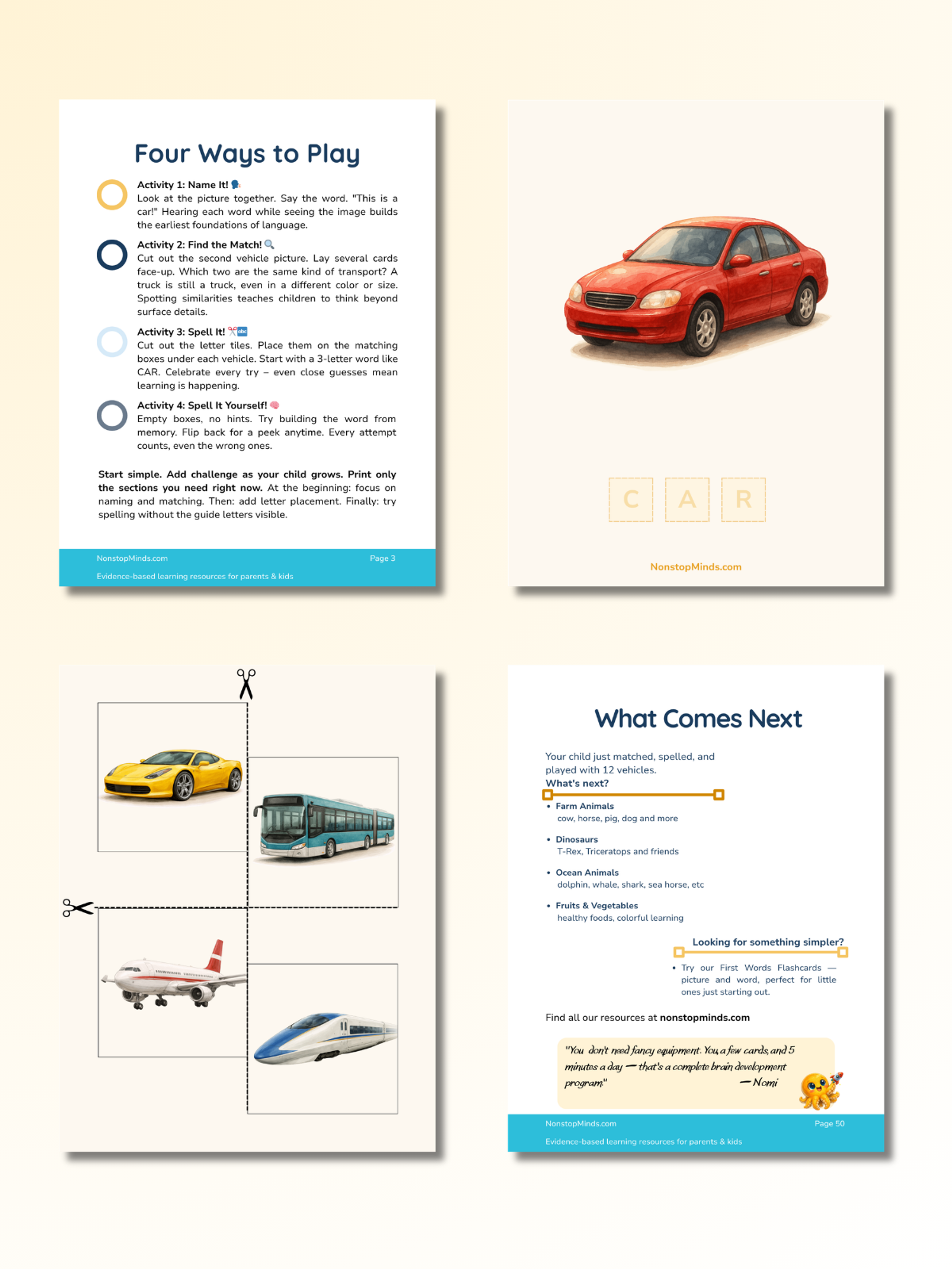 Vehicles: Match, Spell & Play — preview image 2