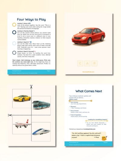 Vehicles: Match, Spell & Play — preview image 2