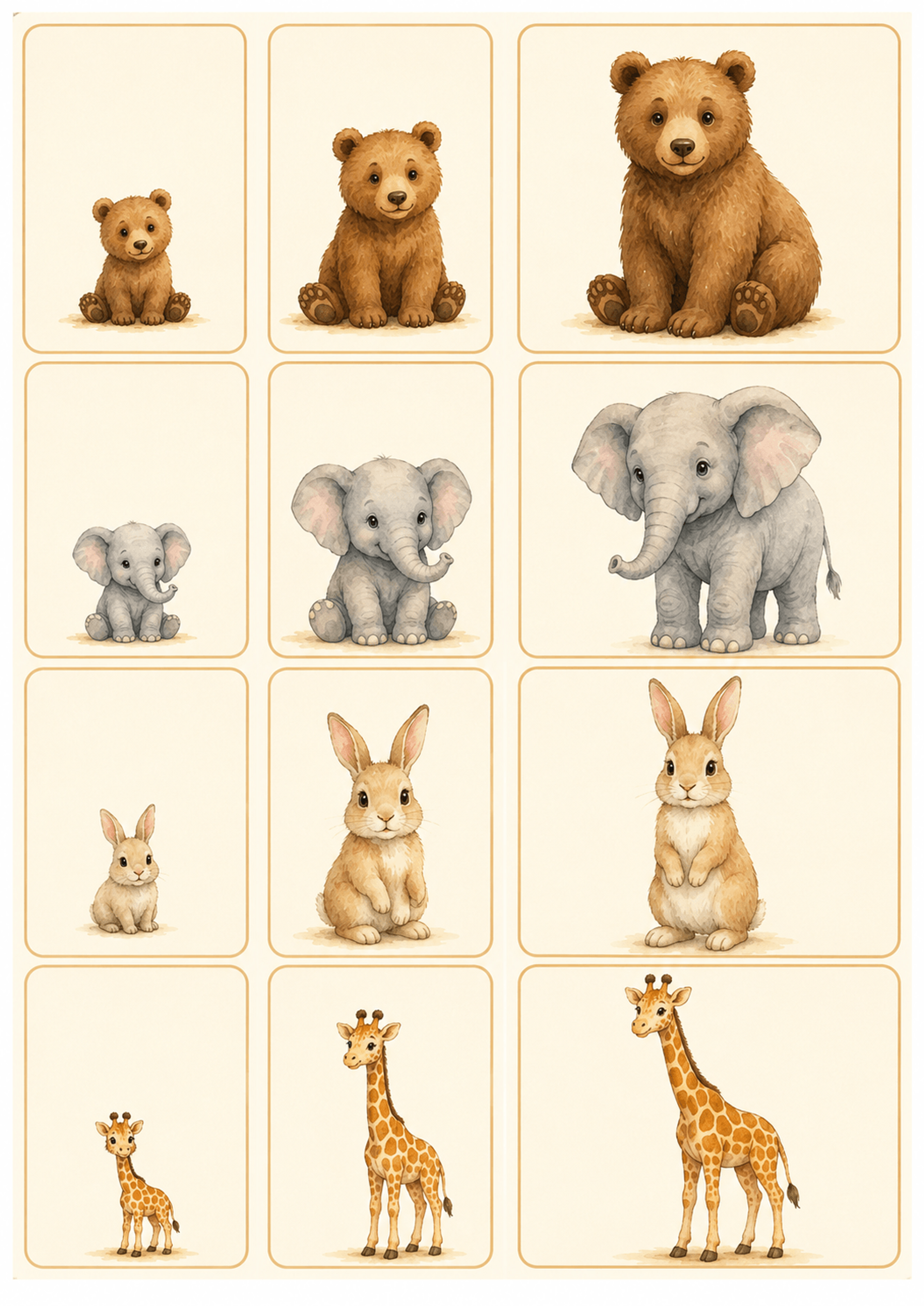 Size Sorting Cards - Animals