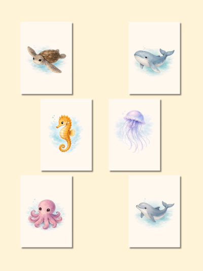 Ocean Baby Animals Wall Art — preview image 2