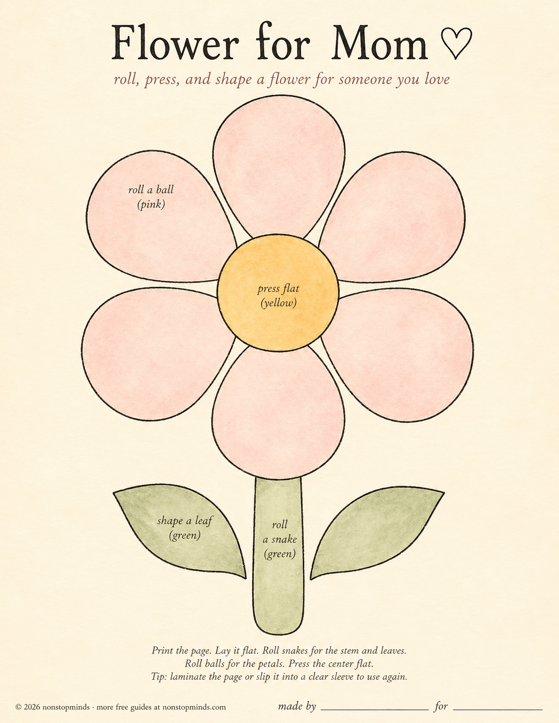 Flower for My Mom Play Dough Mat