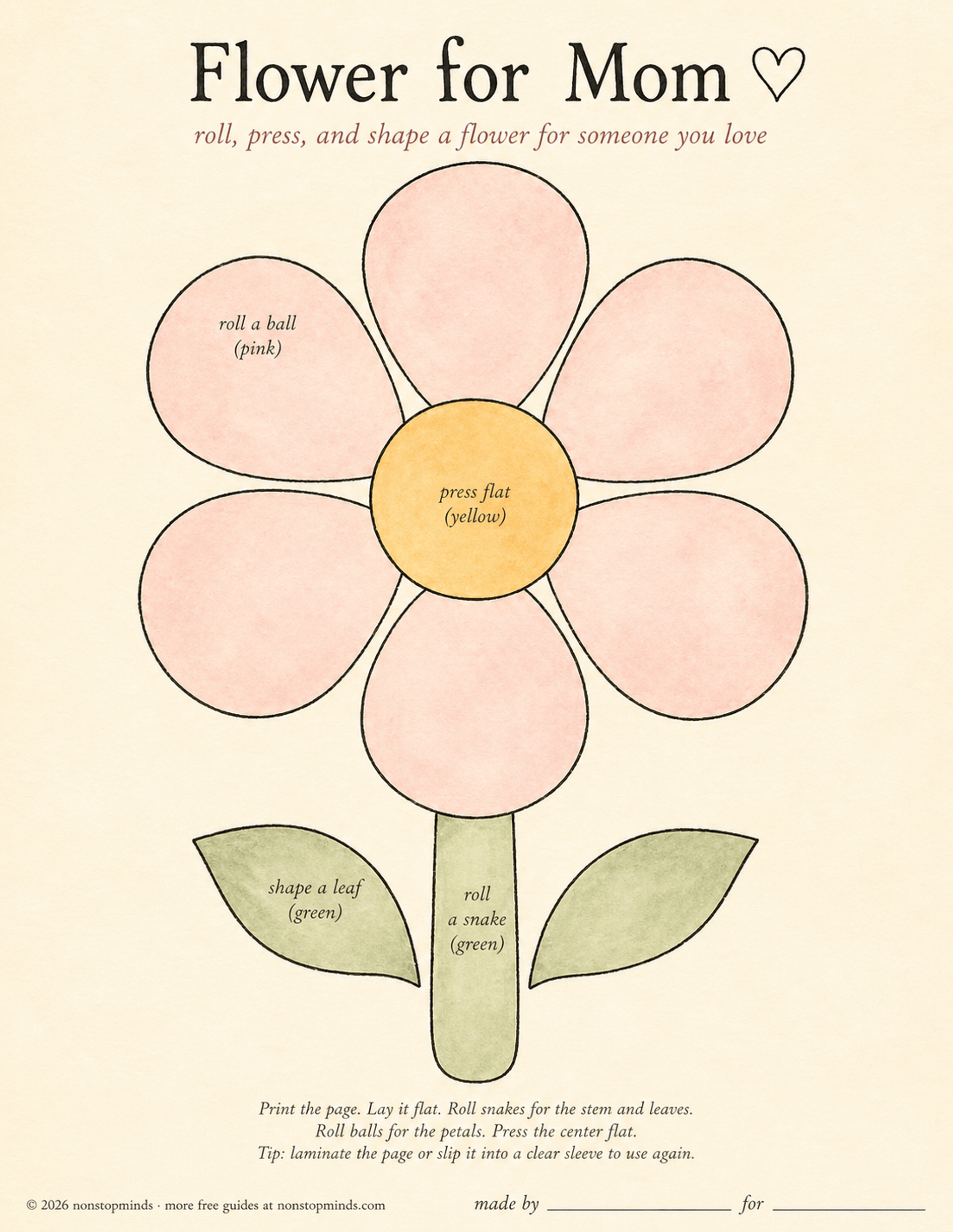Flower for My Mom Play Dough Mat