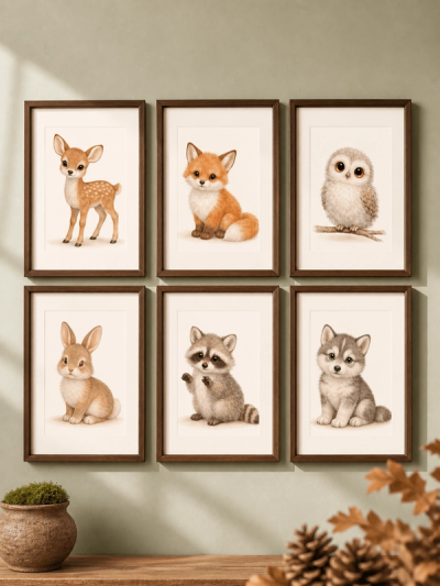 Woodland Baby Animals Wall Art