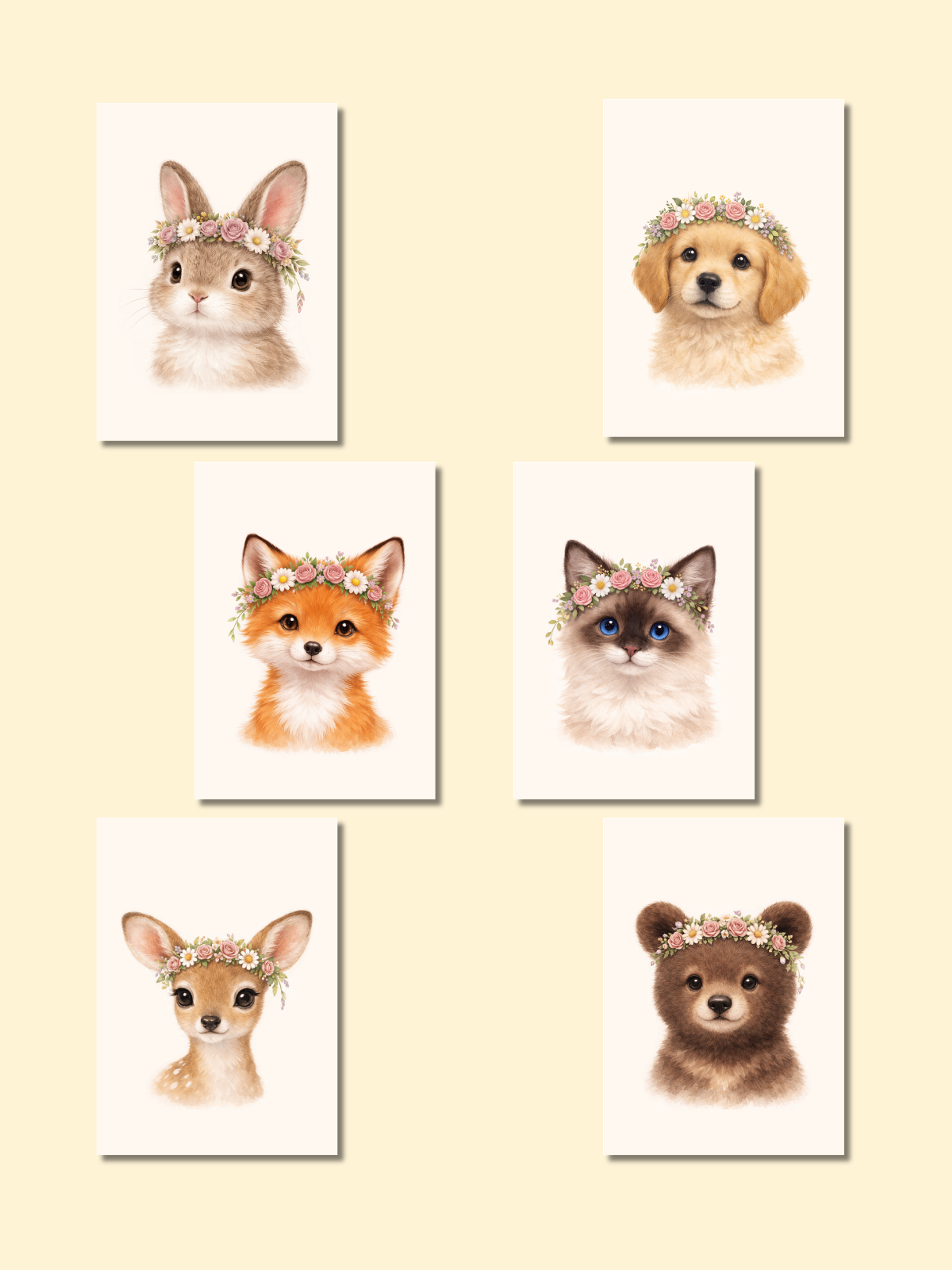 Floral Crown Animals Wall Art — preview image 2
