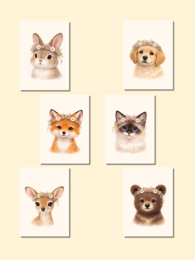 Floral Crown Animals Wall Art — preview image 2