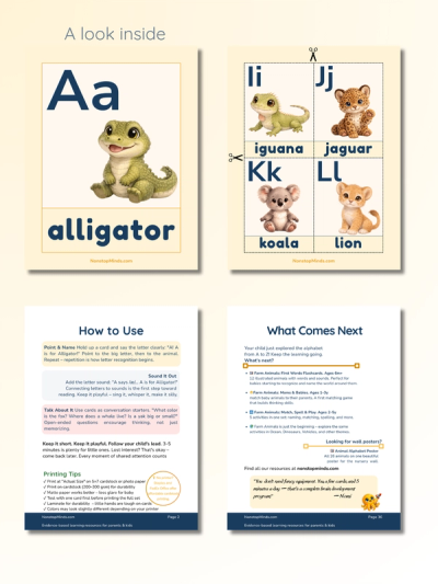 Animal Babies Alphabet Flashcards — preview image 2