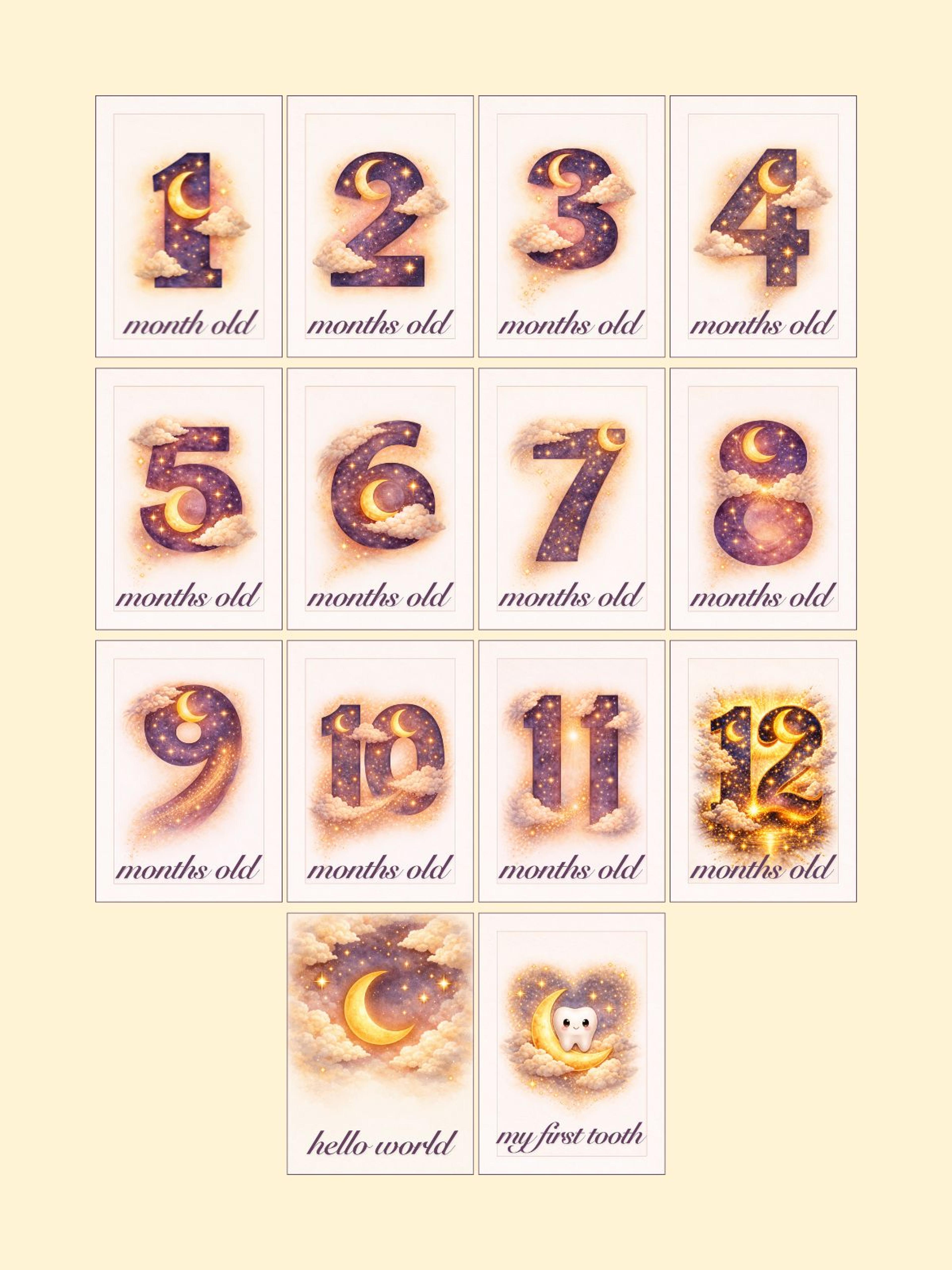 Moon & Stars Monthly Milestone Cards — preview image 2