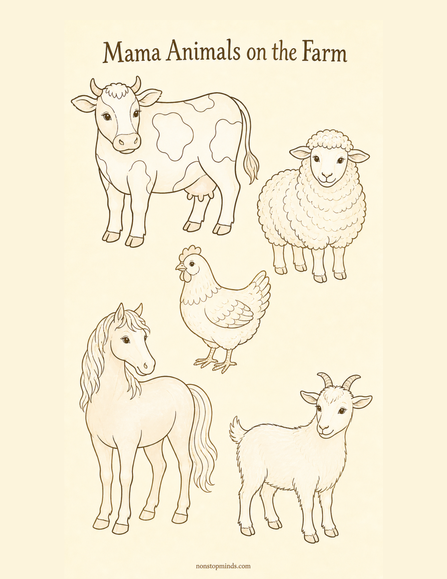 Color the Farm: Mama Animals